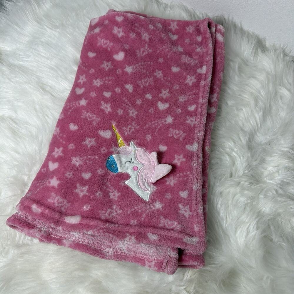Le Bebe FAVORITE Pink Unicorn Stars Hearts Baby Blanket Dollar General